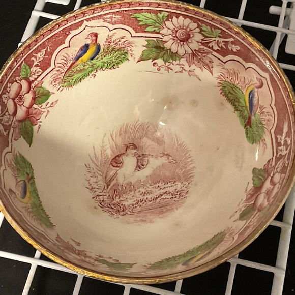 Vintage French footed Cafe Red/Cream au Lait Decorative Bowl - Picture 6 of 6